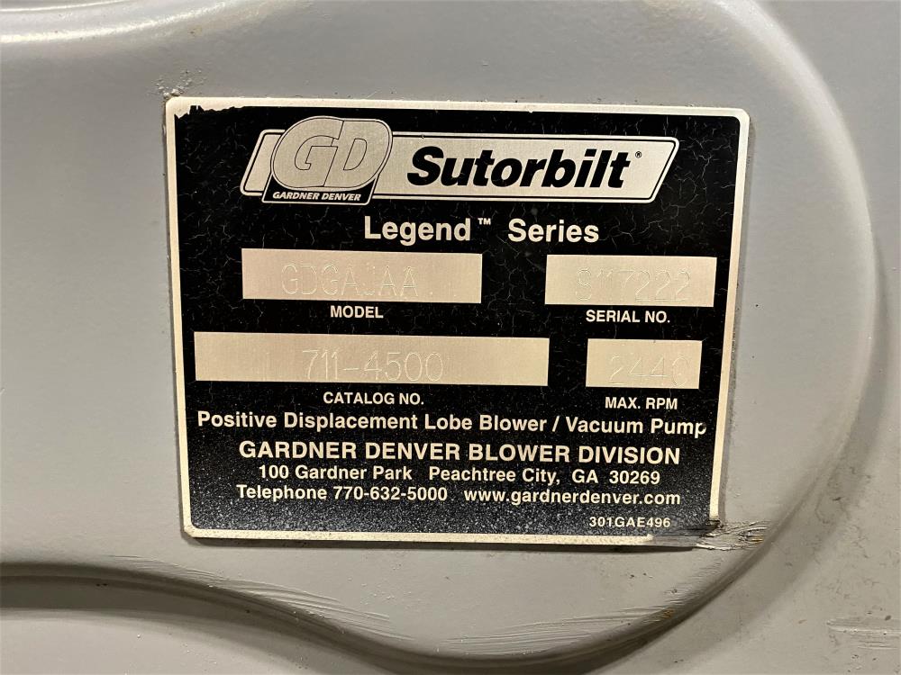 Gardner Denver Sutorbilt Legend Lobe Blower/Vacuum Pump, 711-4500, GDGAJAA 